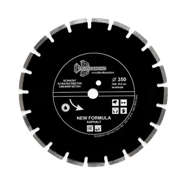 Диск алмазный TRIO-DIAMOND 350x25,4x10 NFA350 New Formula отрезной, сегментный, асфальт, фото 1