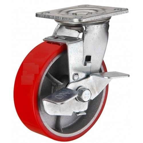 Колесо большегр.полиуретановое поворотное с тормозом SCpb 63 д.150 мм, фото 1