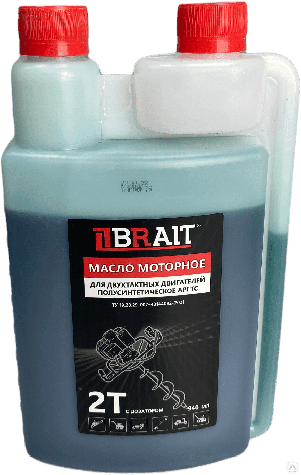 Масло для 2-х тактных двигателей BRAIT API TC 1л с дозатором полусинтетическое, фото 1